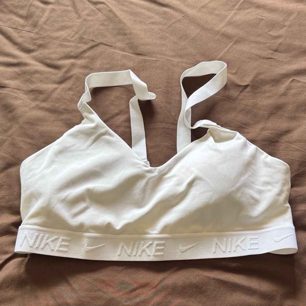 Nike Women's White Sports Bra with Logo Band